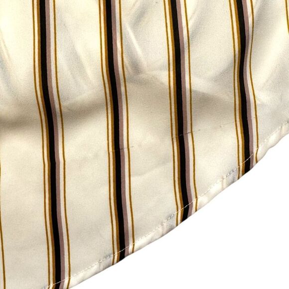 Adrianna Papell Cream Striped V-Neck Wrap Blouse Sz M - Picture 11 of 11